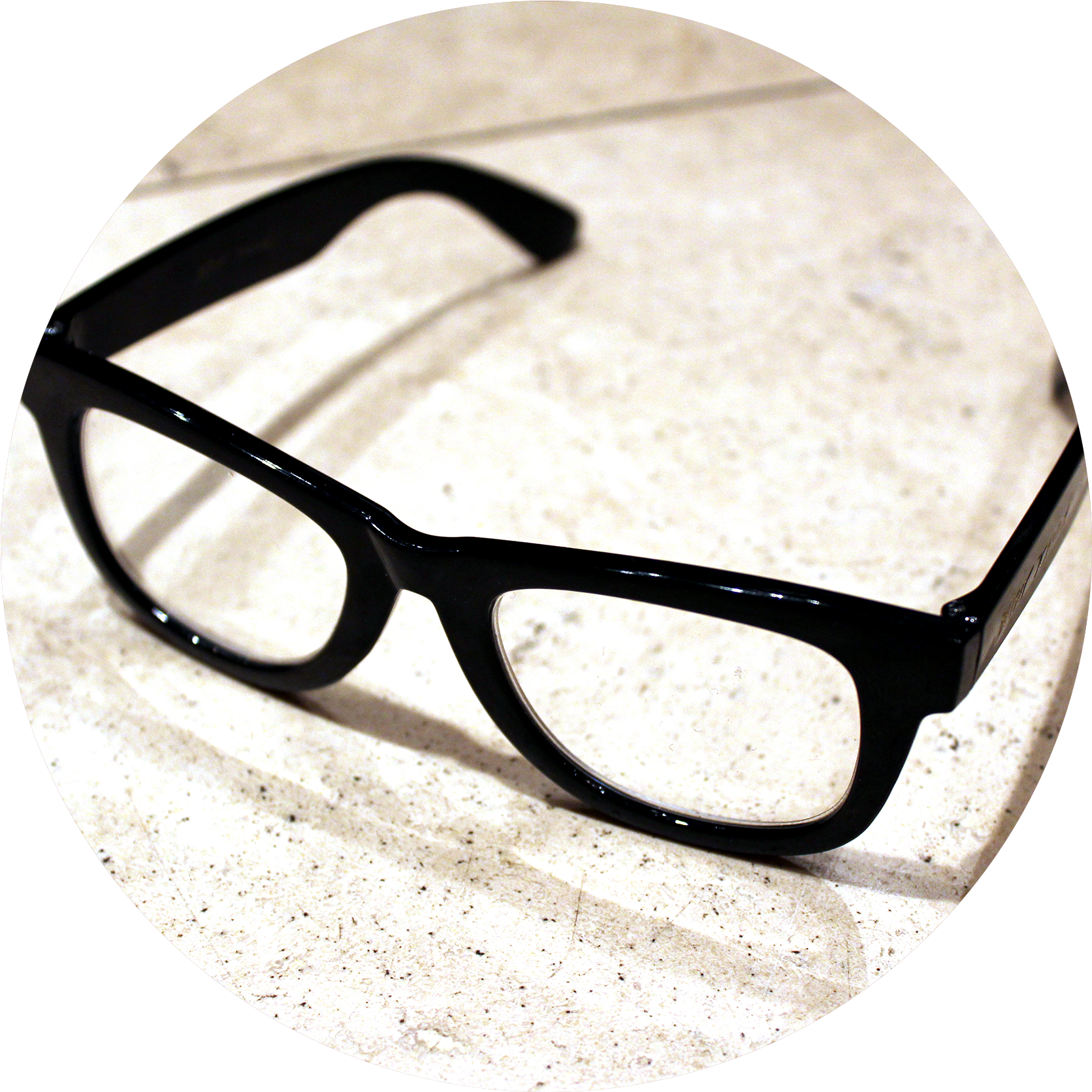 A Pair Of Thick Black Eye Glasses Sit On A White Marble - Glasses Clipart (1716x1737), Png Download