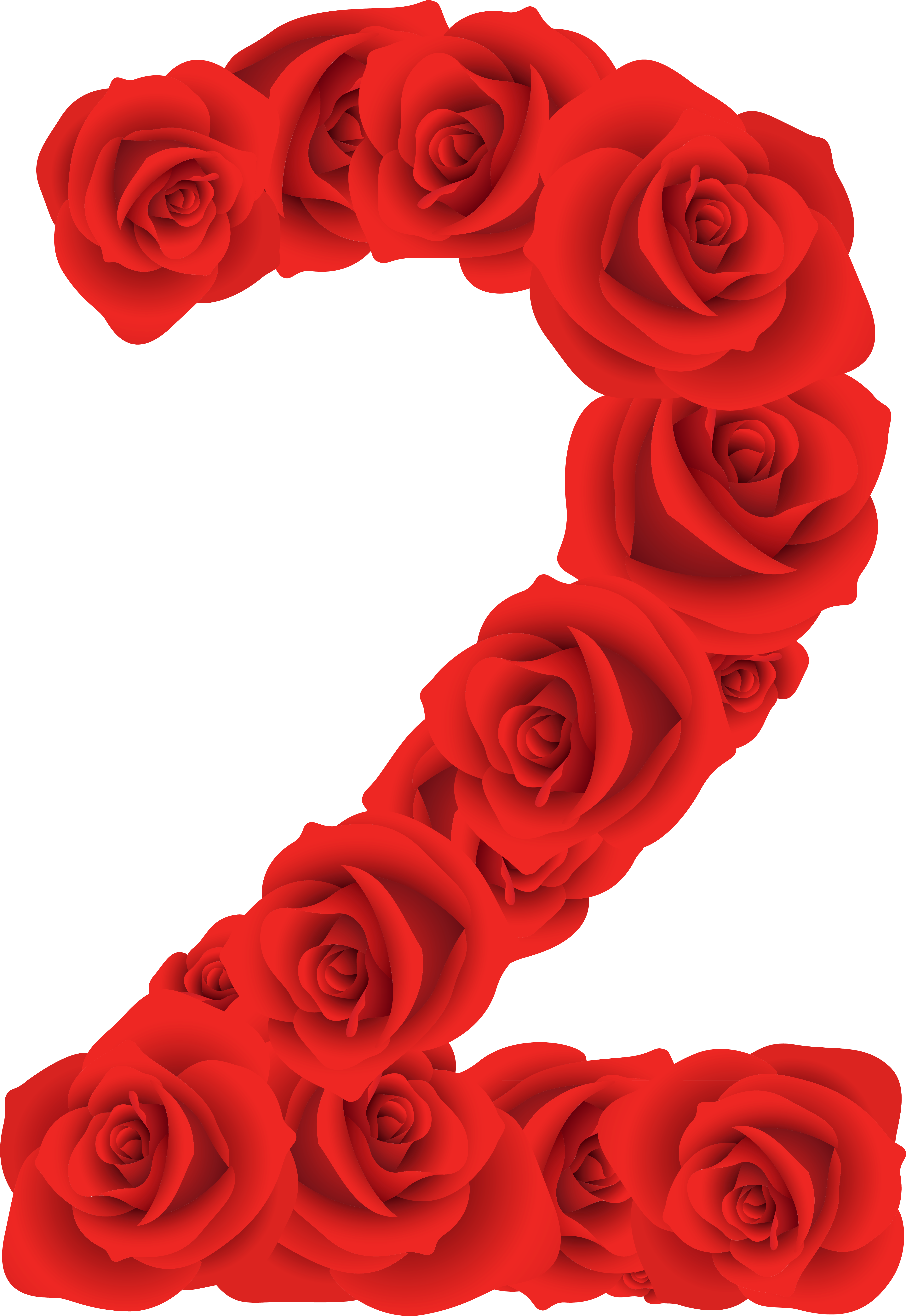Red Roses Number Two Png Clipart Image - Numero 2 Con Rosas Transparent Png (4903x7009), Png Download