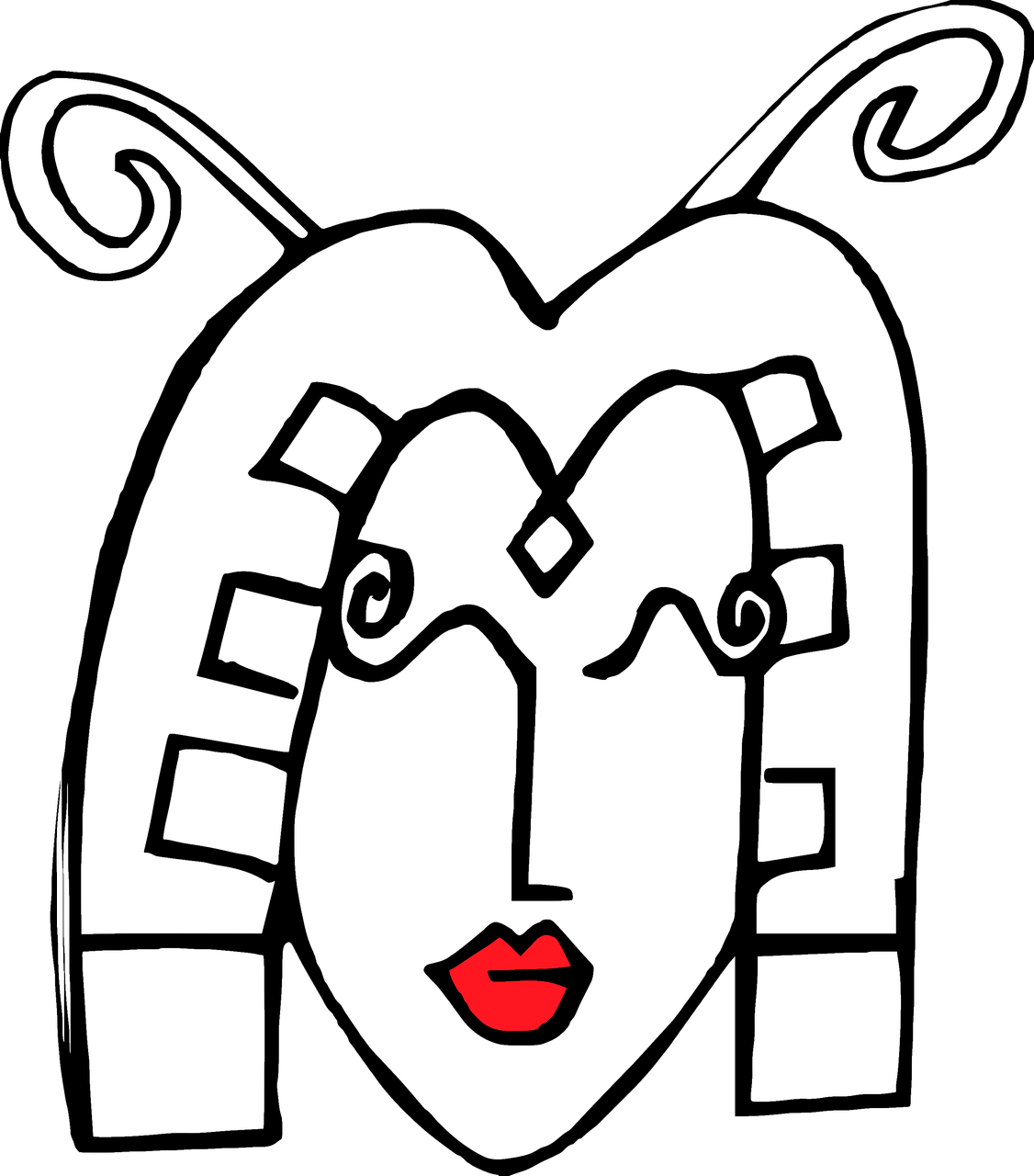 Woman Lips Red - Line Art Clipart (1126x1280), Png Download