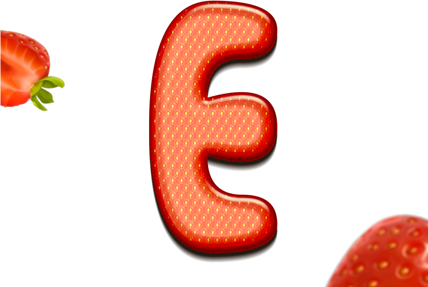 Strawberry Letter E 3d Text - Strawberry Clipart (866x650), Png Download