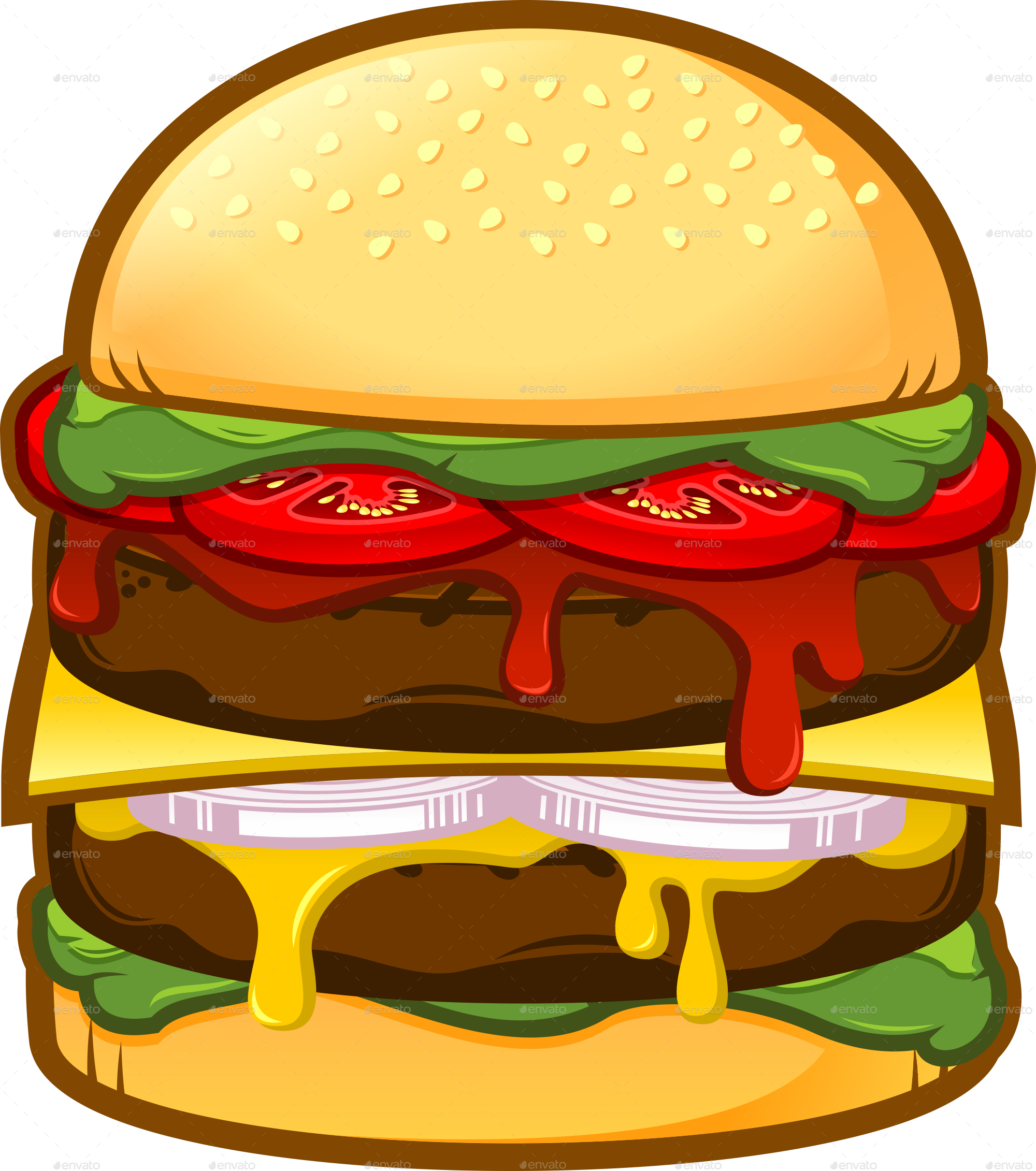 Hamburgers Clipart Cartoon - Big Burger Clipart - Png Download (2000x2261), Png Download