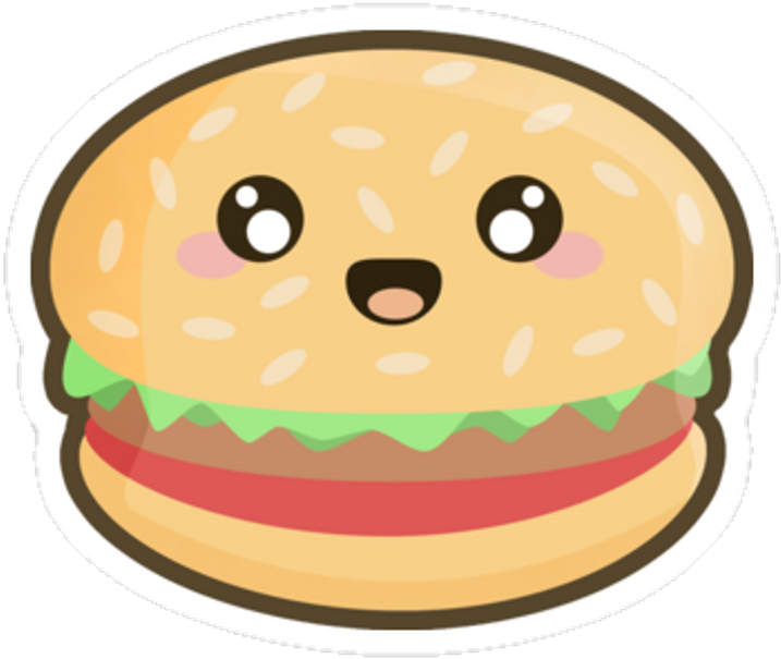 Burger Sticker - Kawaii Burger Clipart (1024x1024), Png Download