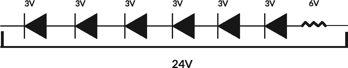 These Are The "building Blocks" For Each Group Of Leds - 24v Led Strip Schematic Clipart (1163x294), Png Download