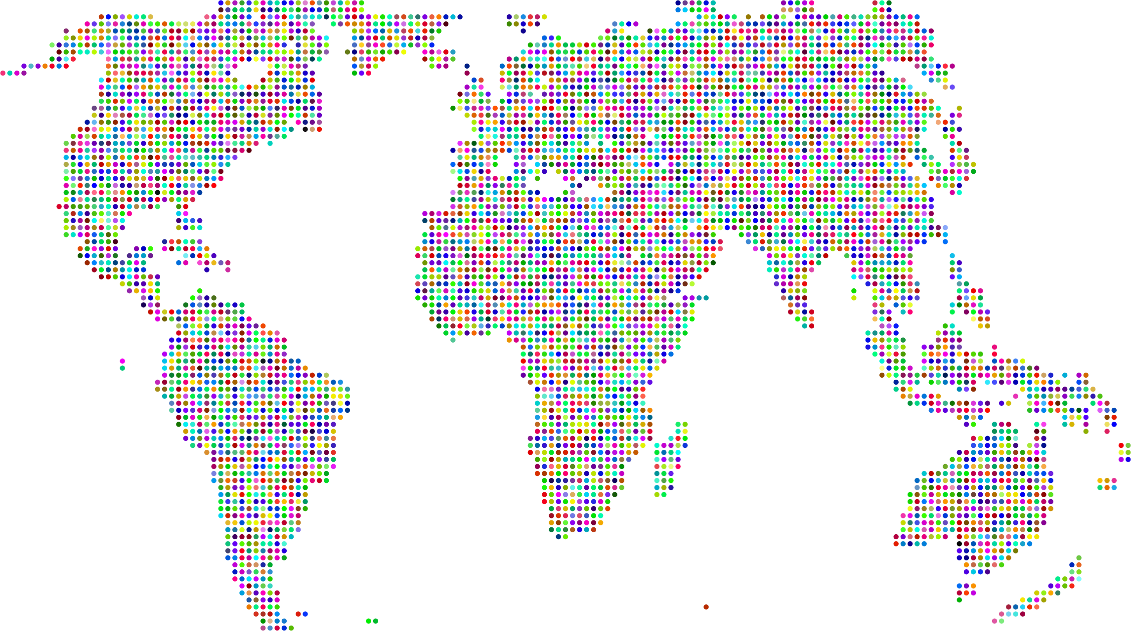 This Free Icons Png Design Of Prismatic World Map Dots - Small Dotted World Map Clipart (2288x1278), Png Download