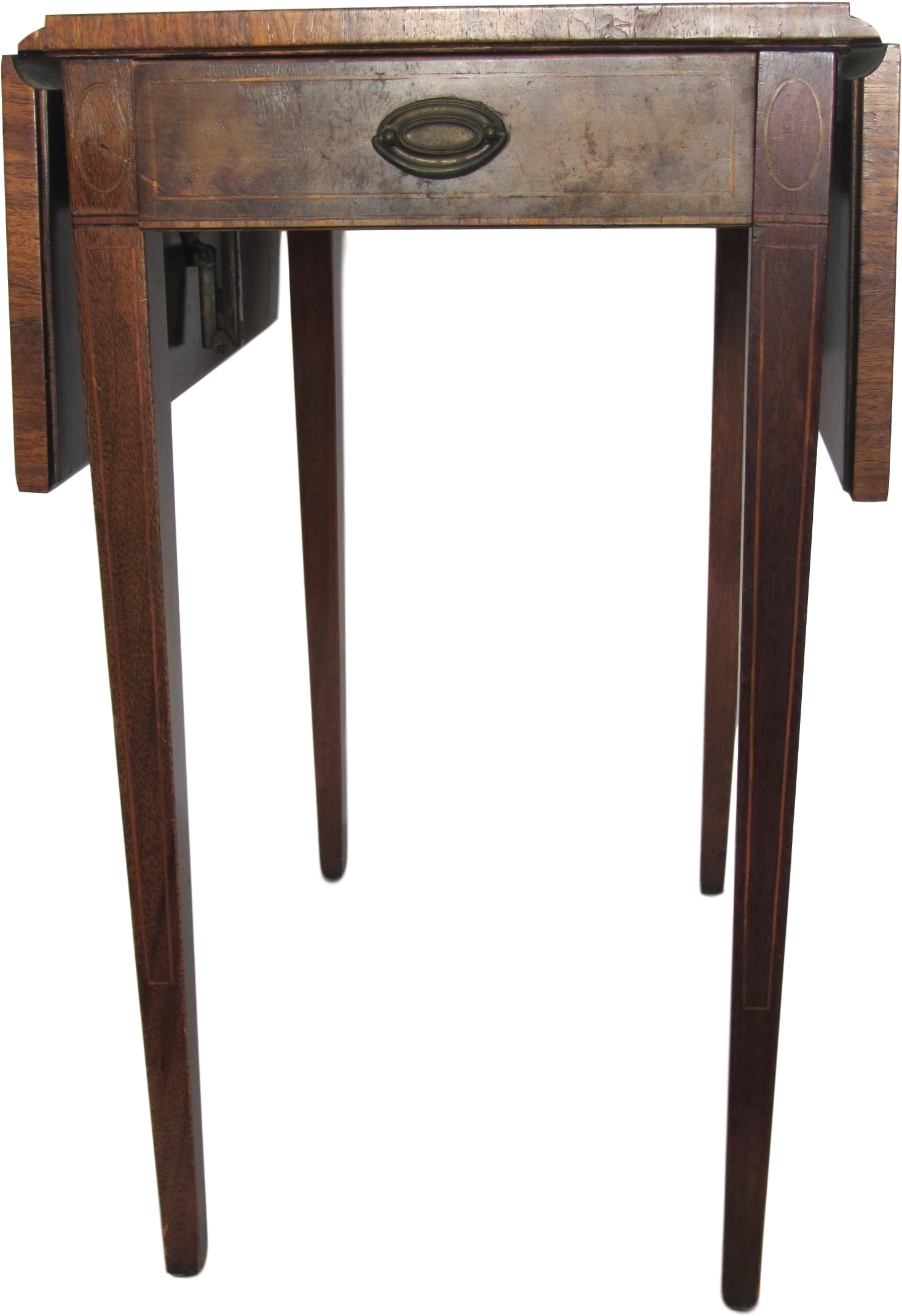 Vintage Heirloom Weiman Drop Leaf Side Table With Leather - Drop Leaf Mahogany Casters Leather Top Side Table Clipart (2344x2344), Png Download