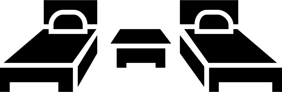 Two Single Beds And A Small Table In The Middle Of - Single Bed Clip Art - Png Download (980x322), Png Download