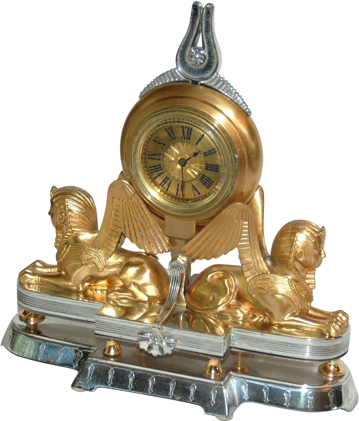 Swiss Art Nouveau Small Table Or Desk Clock From - Brass Clipart (832x832), Png Download