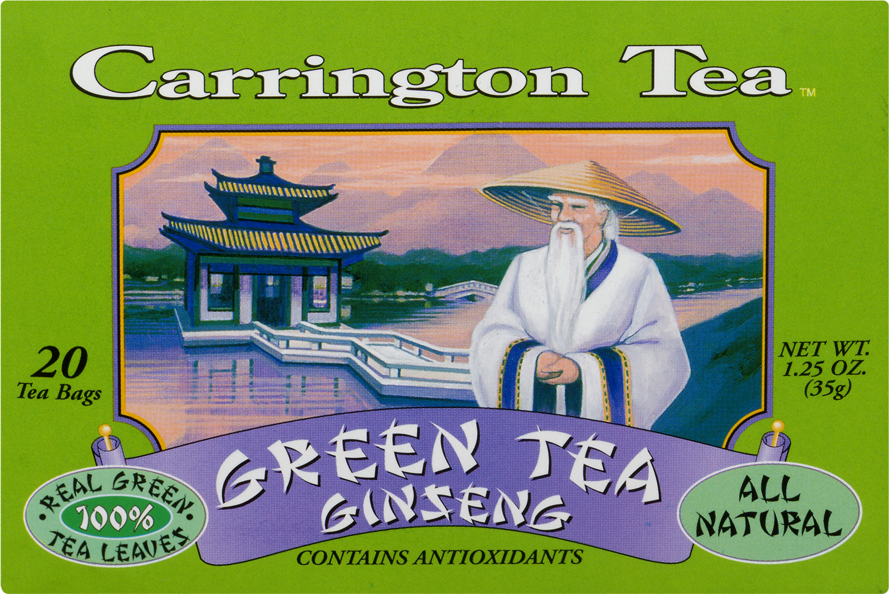 Carrington Tea Green Tea With Ginseng Tea Bags, 20 - Carrington Tea Clipart (1800x1800), Png Download