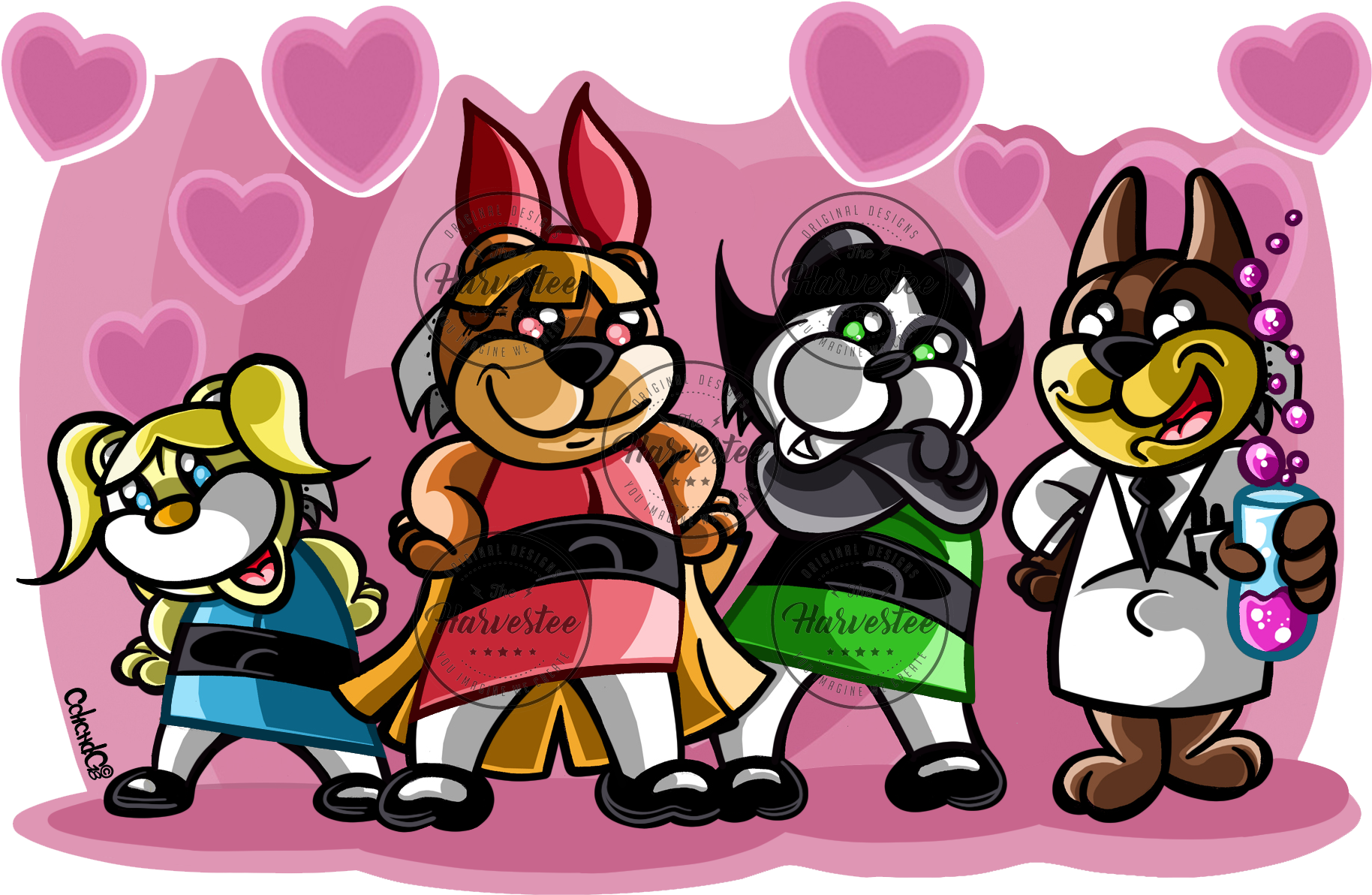 Osos Parodia La Supernenas Pétalo, Burbuja Y Cactus, - Cartoon Clipart (1867x1867), Png Download