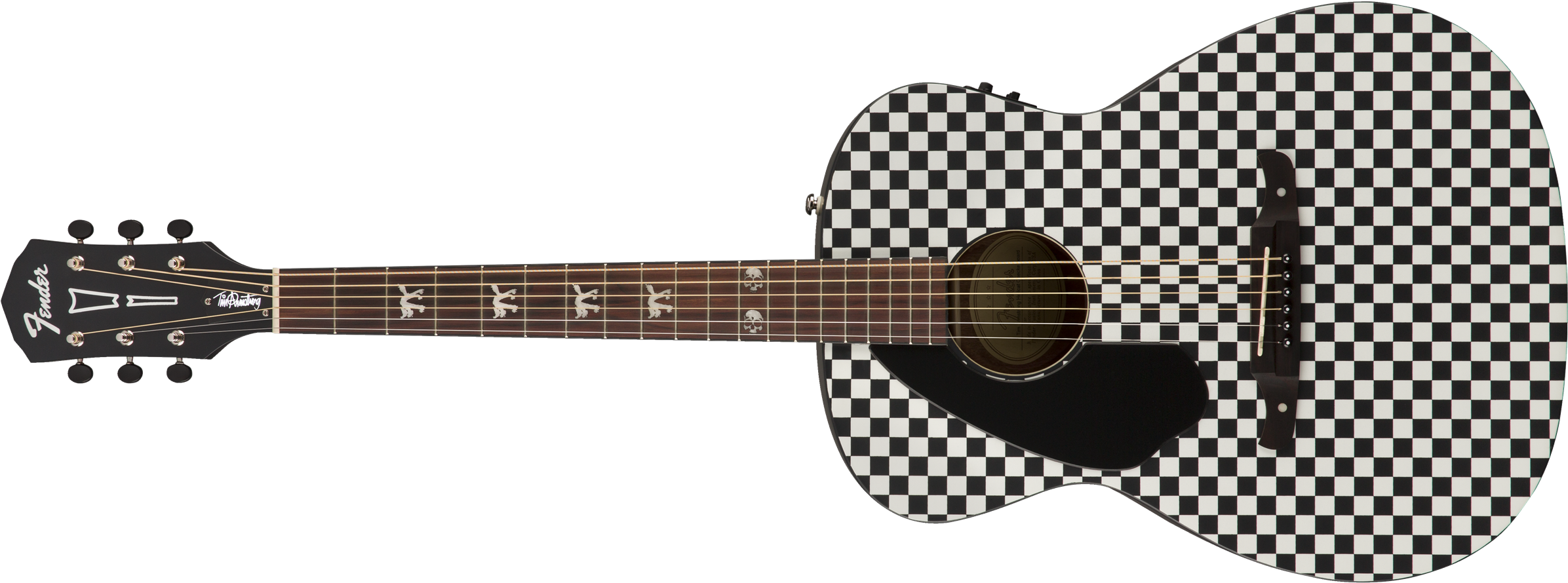 Electro Acoustic Guitar Fender , Png Download - Tim Armstrong Checkerboard Guitar Clipart (2392x890), Png Download