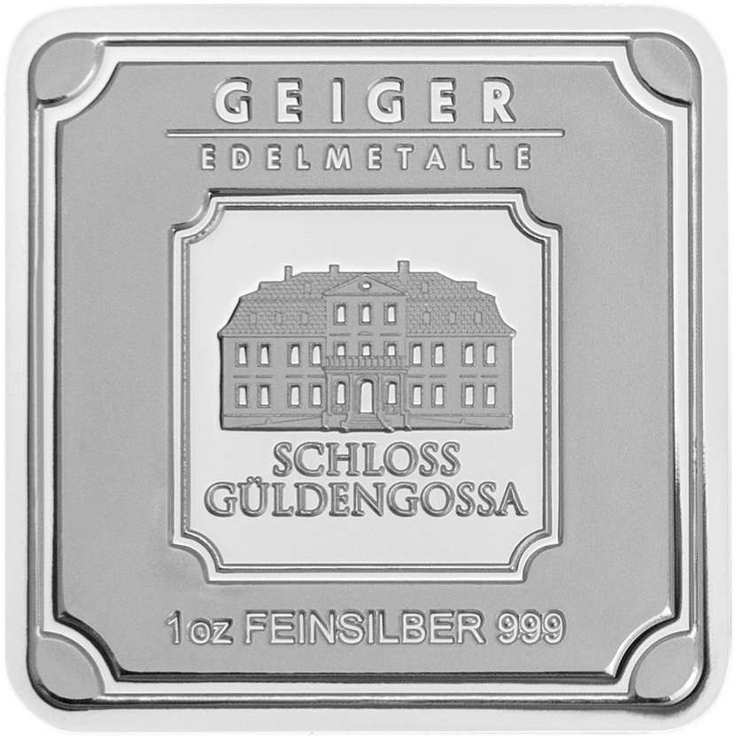 The Geiger Edelmetalle 1oz Silver Bar Features A Design - Geiger Original 1 Oz Bar Gold Clipart (900x900), Png Download