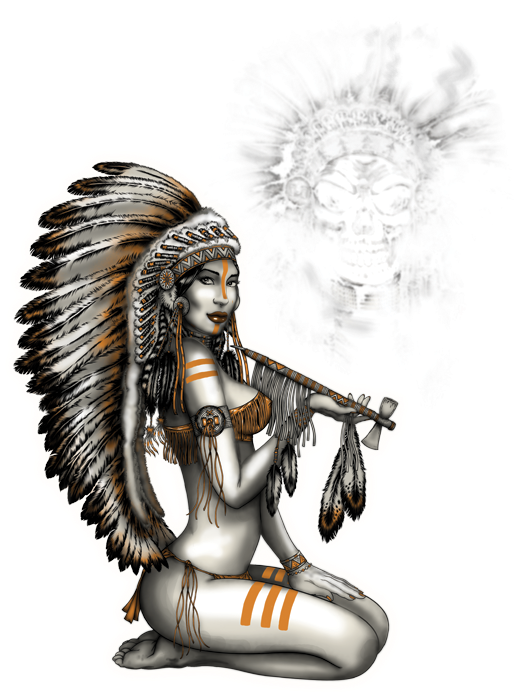 Chief Woman Smoking Pipe - Illustration Clipart (709x709), Png Download