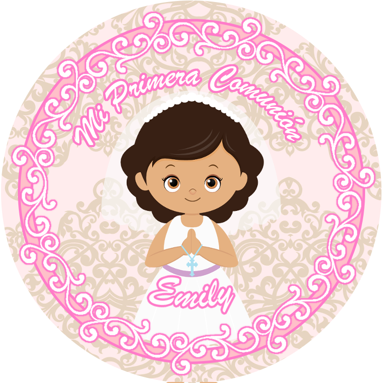 Primera Comunion Badge - Nenas Para Imprimir De Comunion Clipart (750x750), Png Download