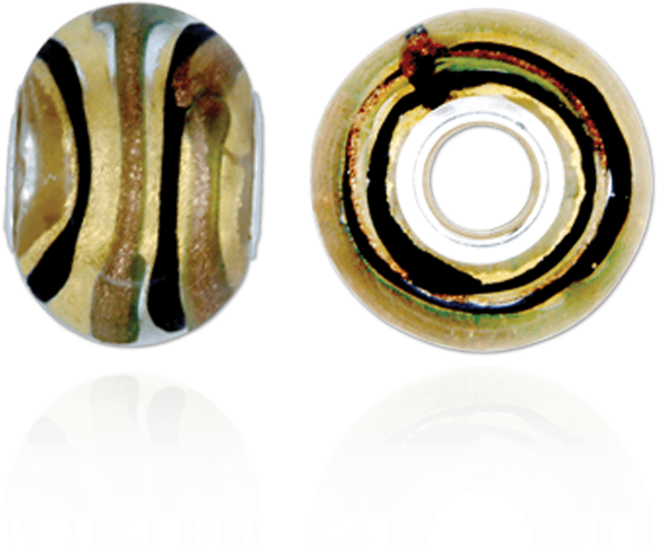 Gold And Brown Swirl Murano Glass Beads - Circle Clipart (1311x1098), Png Download