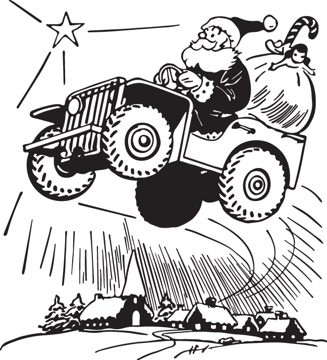 Santa In Jeep Clipart - Png Download (648x713), Png Download