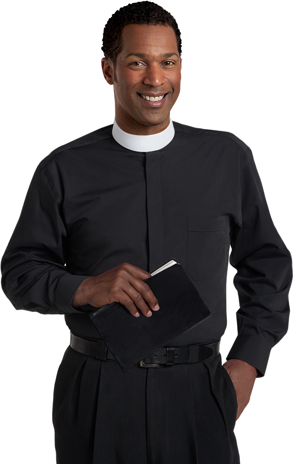 Mens Black Clergy Shirt Banded Collar - Standing Clipart (1106x1633), Png Download