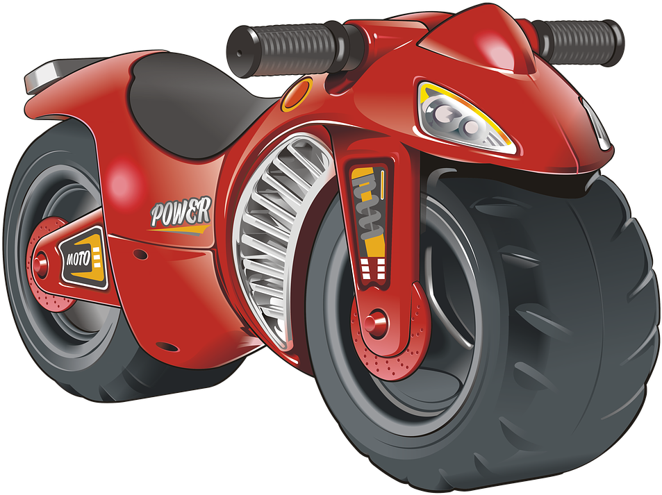 Motorcycle 2 Wheels Vehicle Transport Toy Drawing - Moto Plastique Clipart (960x716), Png Download