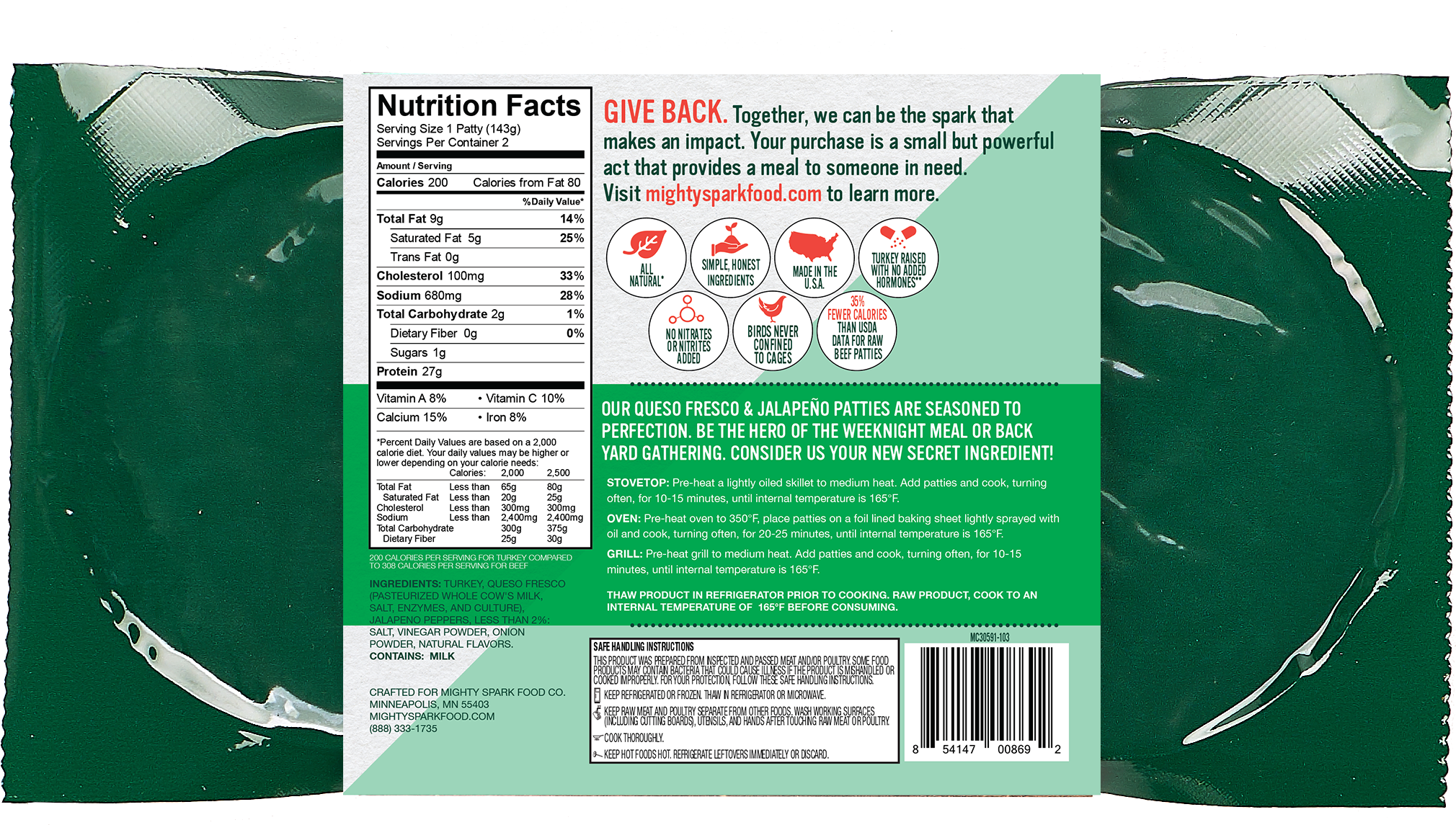 Queso Fresco & Jalapeño Turkey Patty Clipart (2399x1199), Png Download