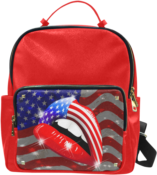 Usa Flag Lipstick On Sensual Lips Campus Backpack/large - Backpack Clipart (1000x1000), Png Download