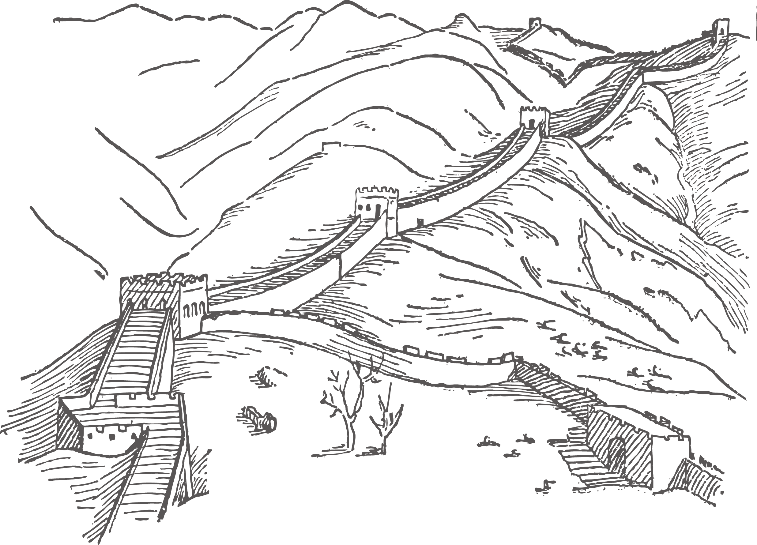 Clipart Library Library Great Wall Of Tiananmen Square - Great Wall Of China Line Art - Png Download (2472x1780), Png Download