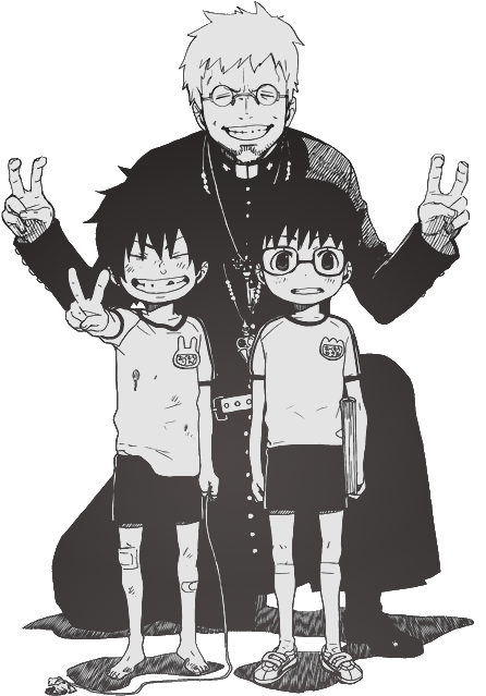 Blue Exorcist Manga Family Cute Manga Boy Anime Anime - Yuri Egin And Shiro Clipart (500x694), Png Download