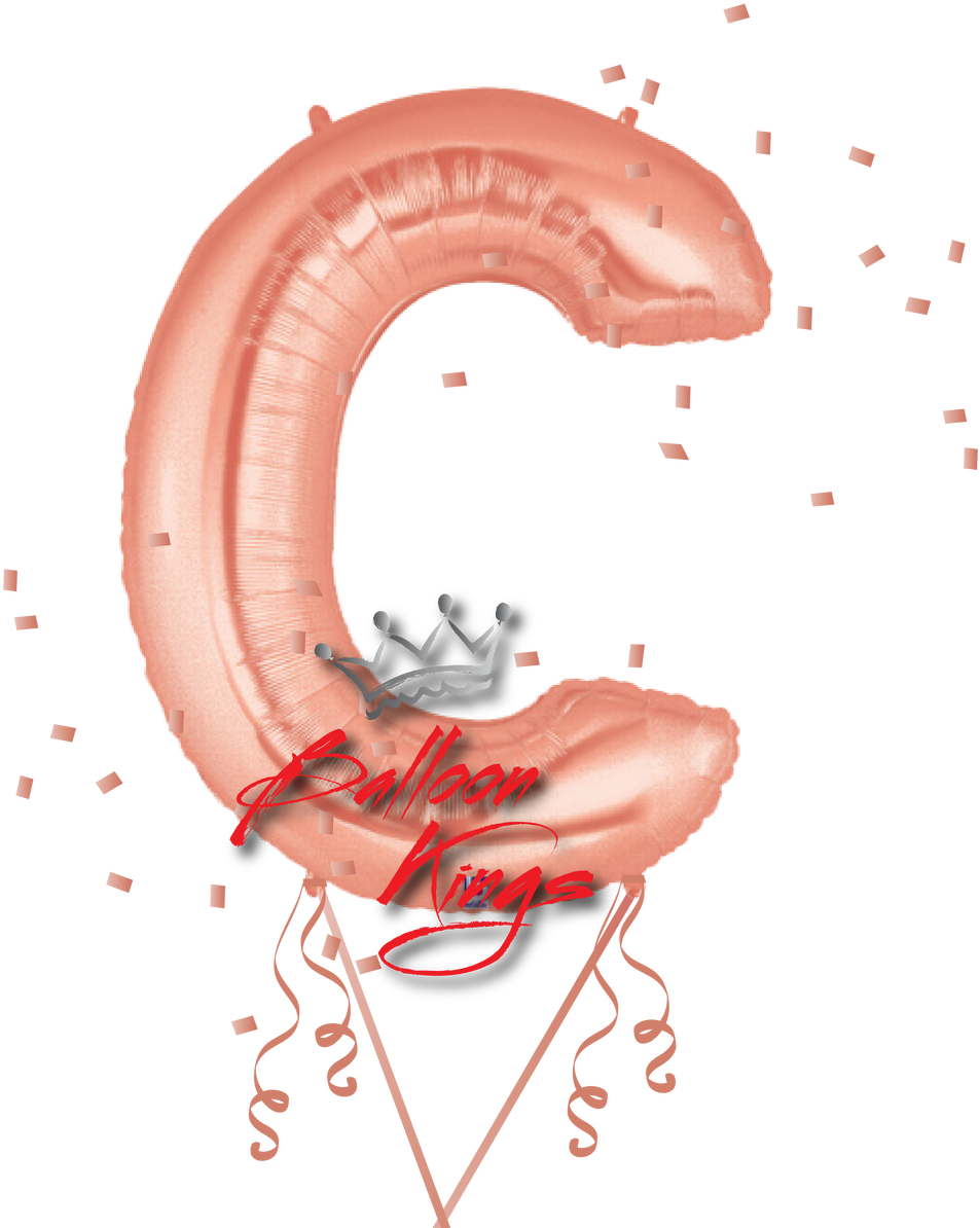 Rose Gold Letter C - Pink Foil Balloon Letter Clipart (1280x1280), Png Download