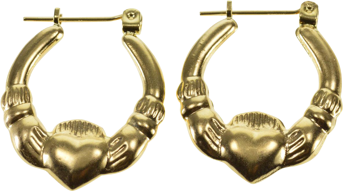 10k Claddagh Traditional Irish Celtic Hoop Earrings - Earrings Clipart (1184x1184), Png Download