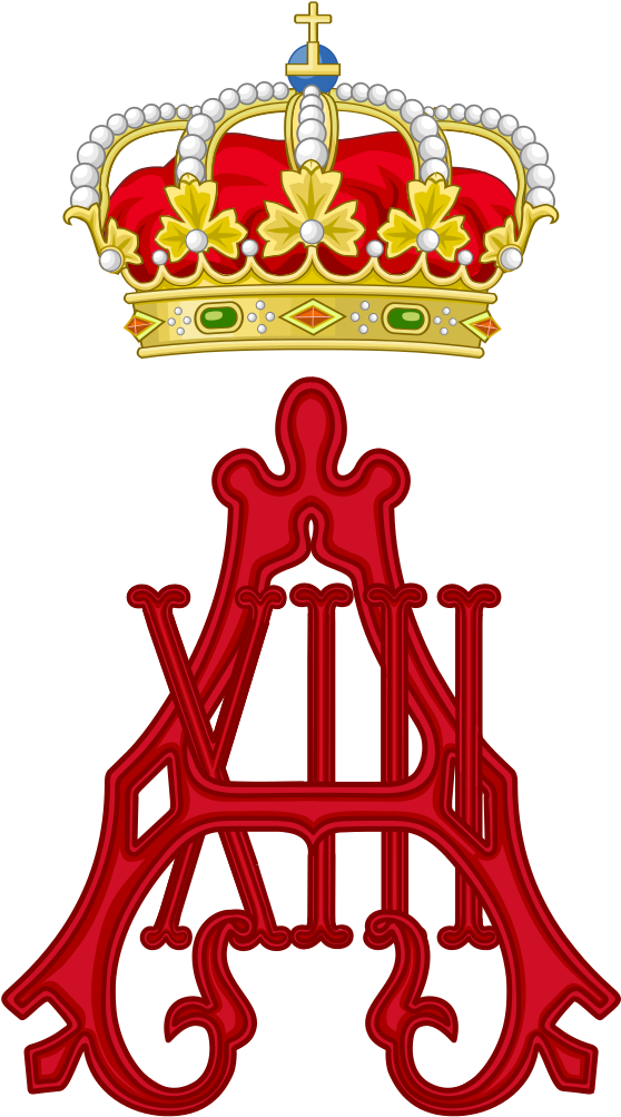 Royal Monogram Of Alfonso Xiii Of Spain - Alfonso Xiii Monogram Clipart (588x1024), Png Download