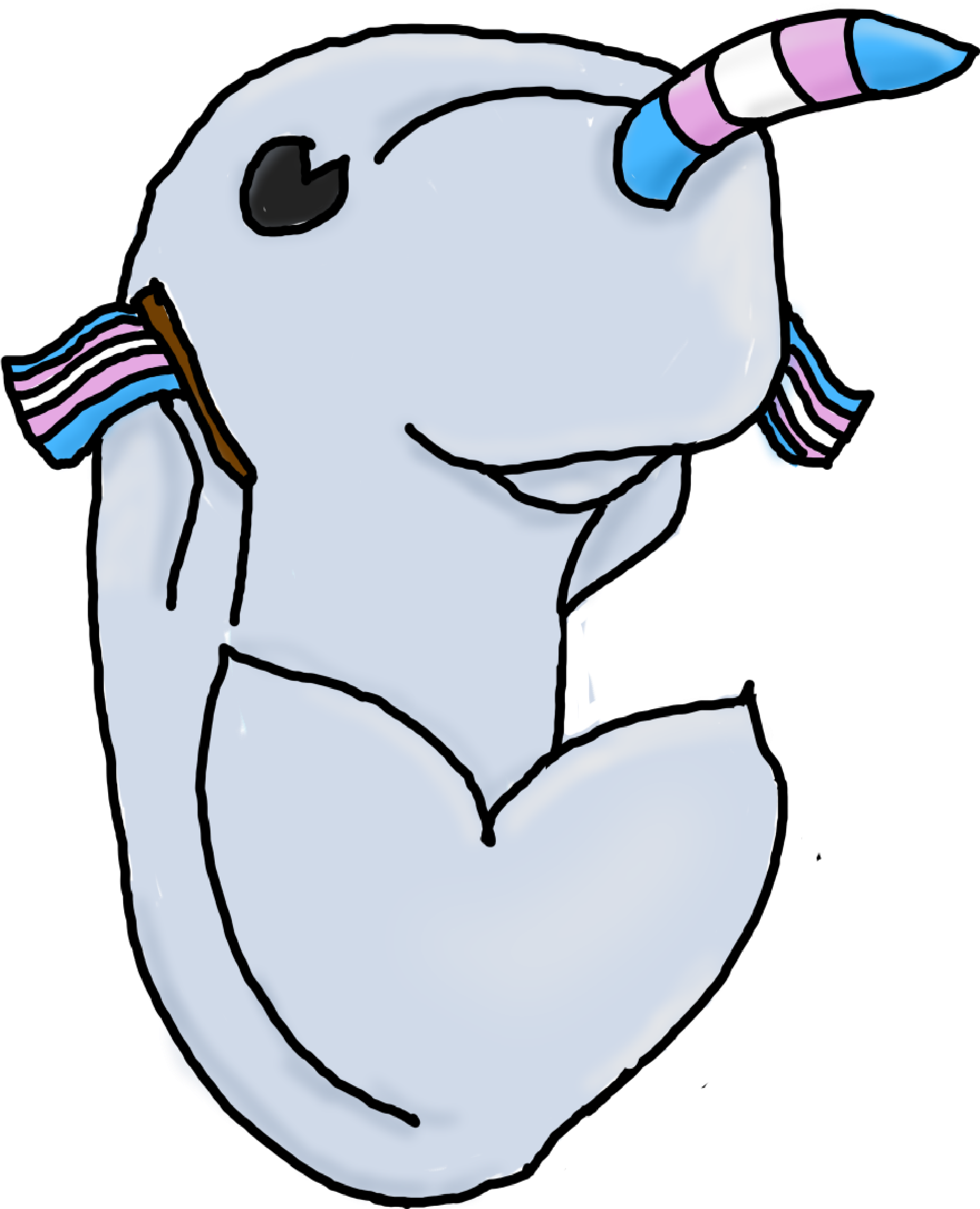 Drawn Narwhal Fluffy - Cartoon Clipart (2800x2800), Png Download