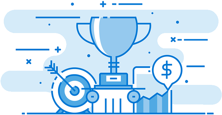 A Trophy, An Increasing Line Graph And Arrow Through - Graphic Design Clipart (1024x417), Png Download