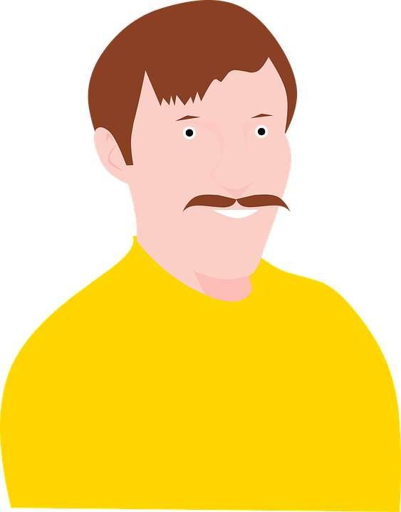 Avatar People Cartoon Mustache User Man Character - Cartoon Clipart (563x720), Png Download