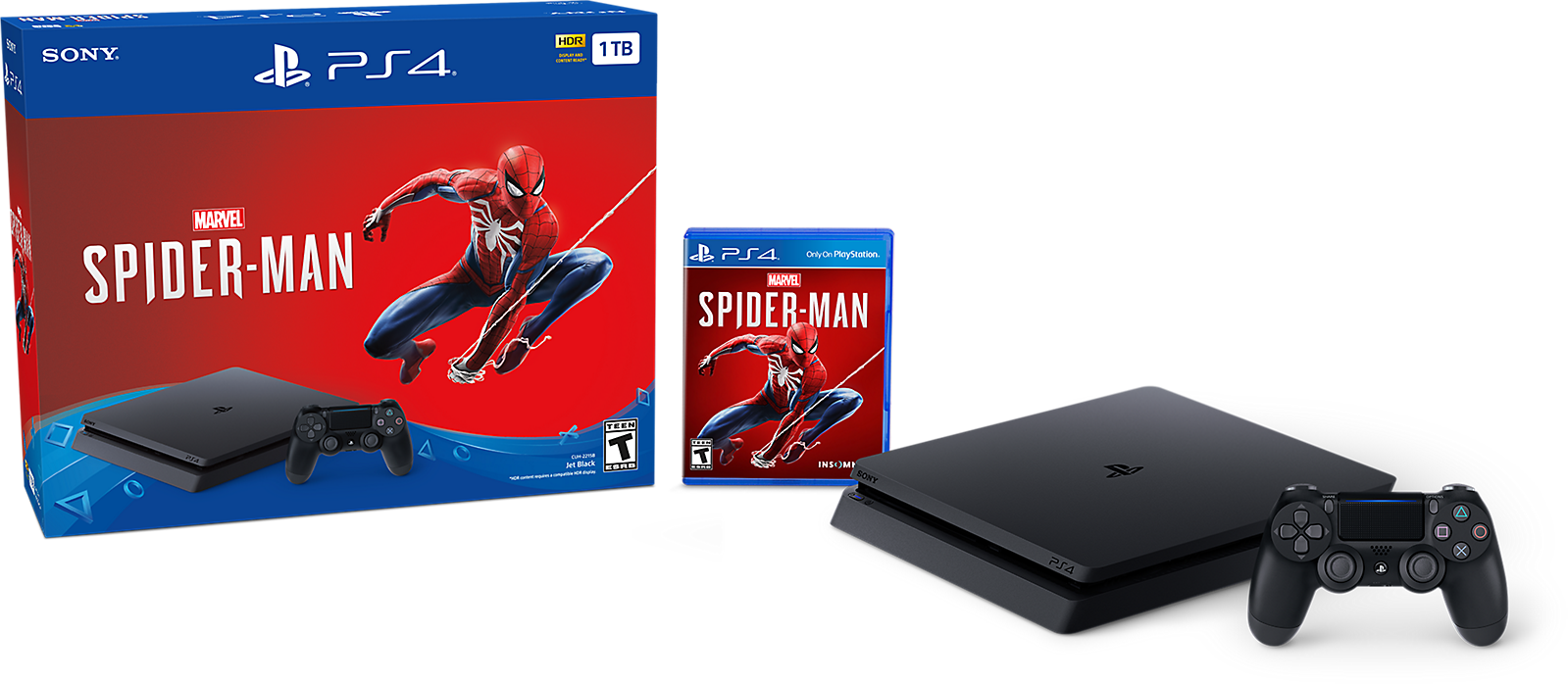 East River, Playstation Slim, Playstation 4 Console, - Sony Ps4 Spiderman Bundle Clipart (1599x698), Png Download