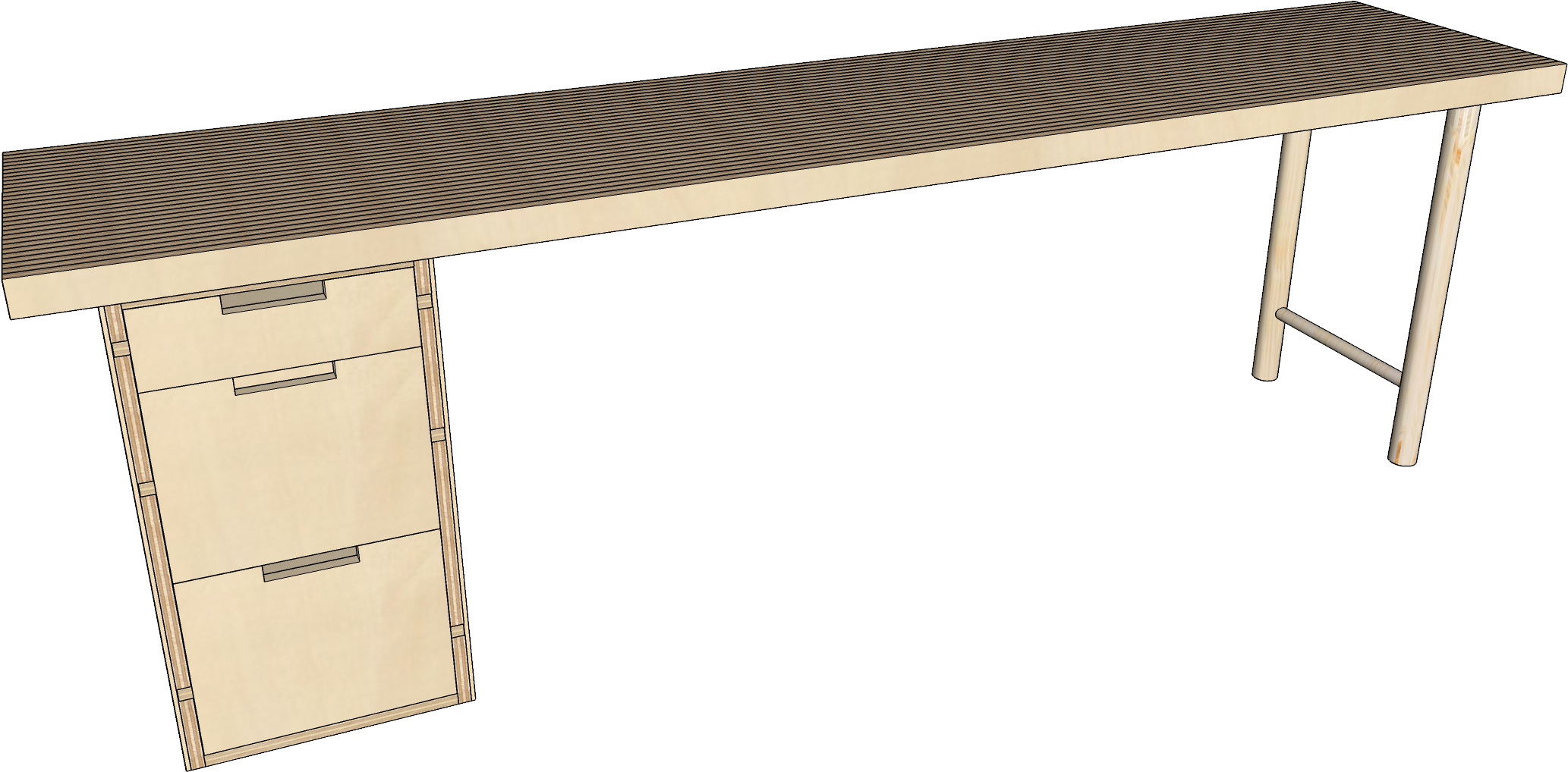 Diy Modern Plywood Desk Plans - Sofa Tables Clipart (2560x1354), Png Download