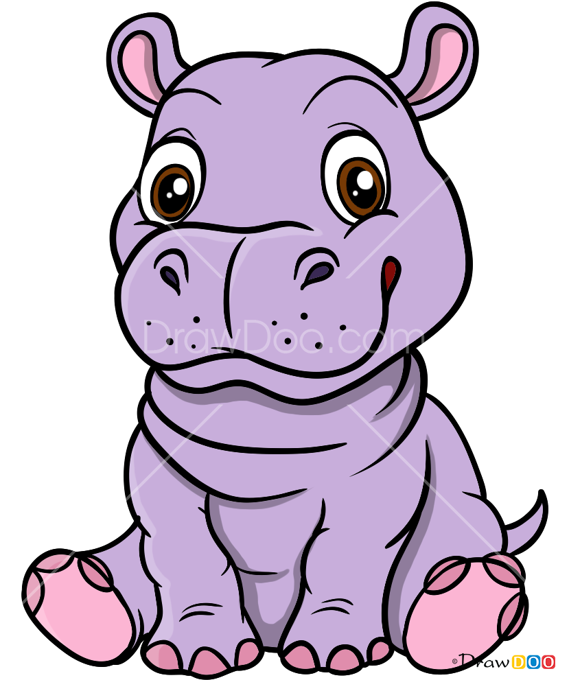 Baby Hippo Cartoon Png Clipart (828x998), Png Download