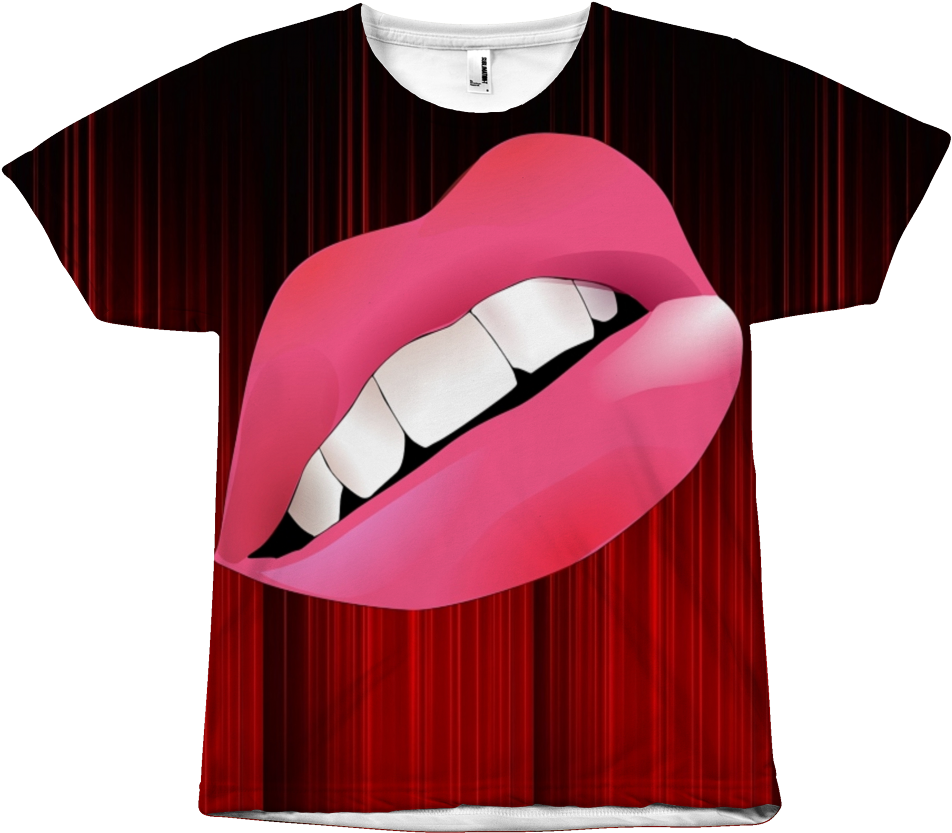 All Over The Front Print Tee - Lips Clipart (952x833), Png Download
