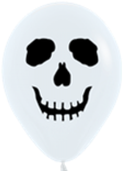 Sempertex 12 Skull Face White 2 Side ~ 25pcs Sempertex - Balloon Halloween White Clipart (600x600), Png Download