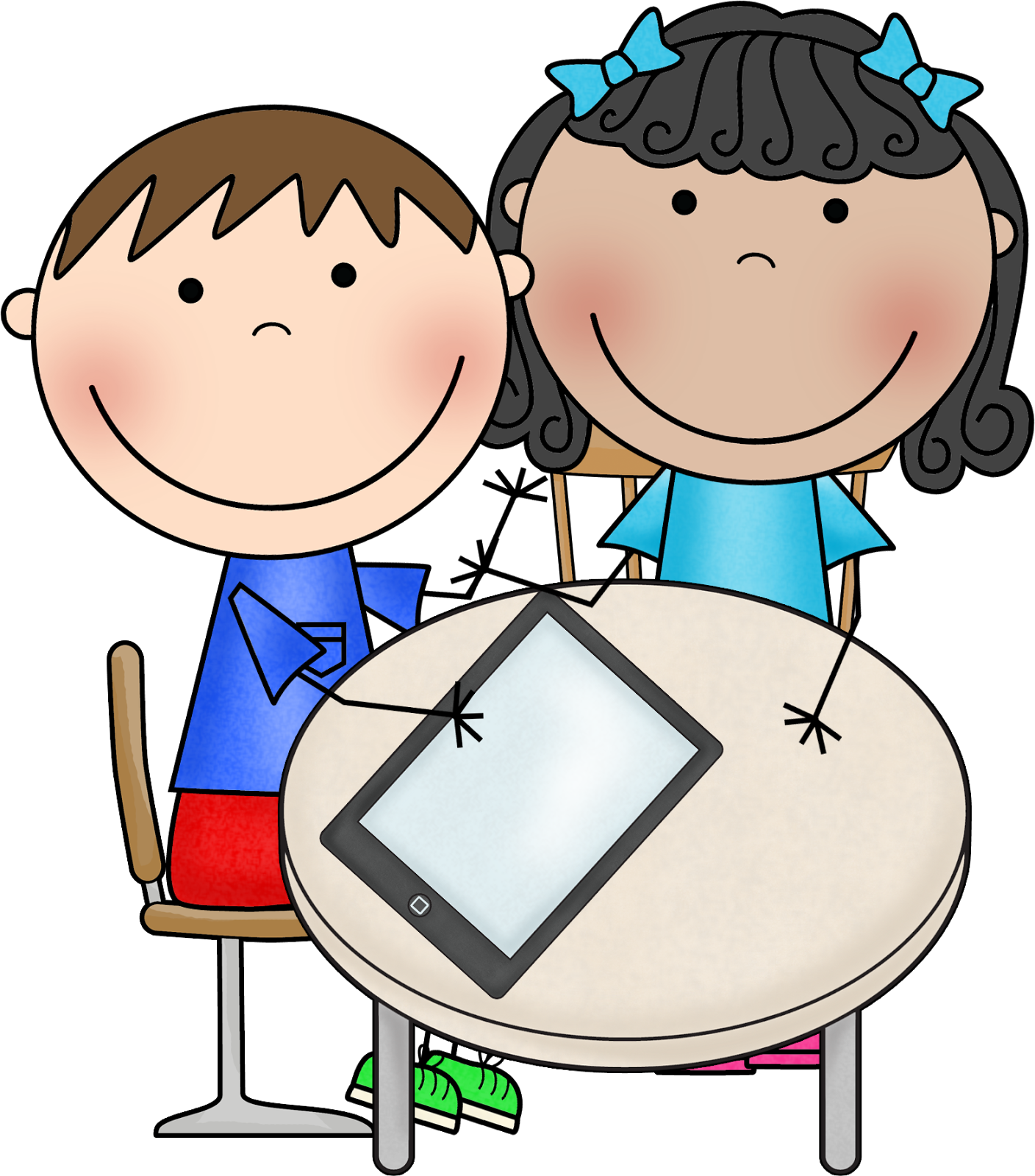 School Projects Of App 1261kb - Students Using Ipad Clipart - Png Download (1408x1600), Png Download