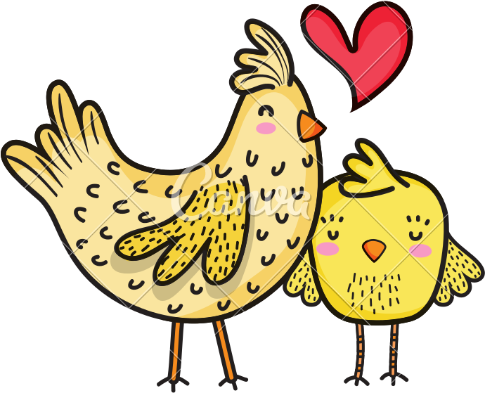 Hen Vector Family - Küken Liebe Clipart (800x800), Png Download
