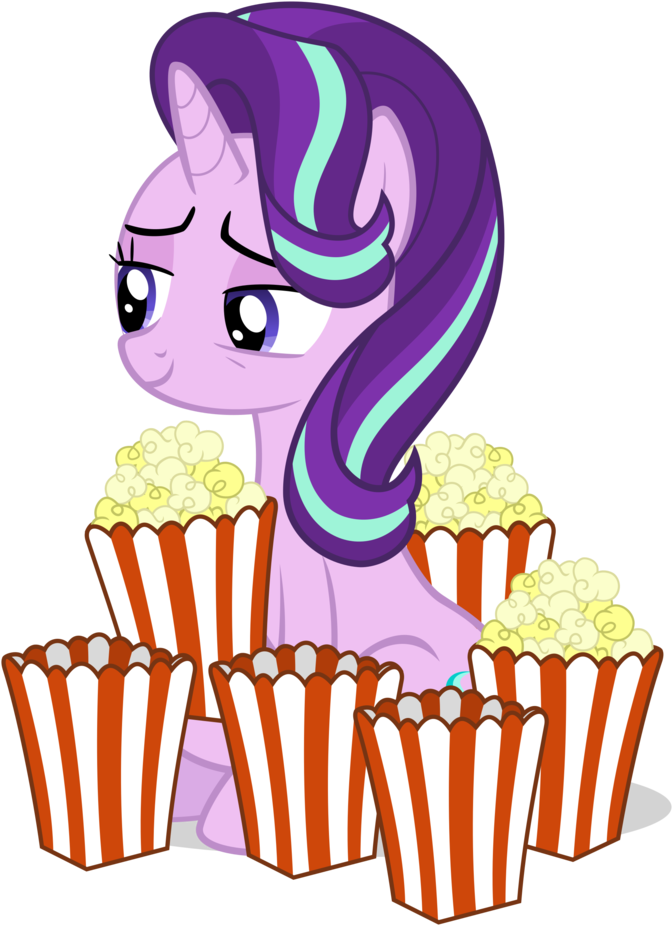 Sollace, Comb-over, Food, Popcorn, Safe, Simple Background, - Starlight Glimmer Eating Popcorn Clipart (771x1024), Png Download