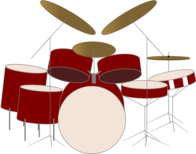 Drum Kit Vector By Shimmerscroll - Drum Set Vector File Clipart (638x501), Png Download