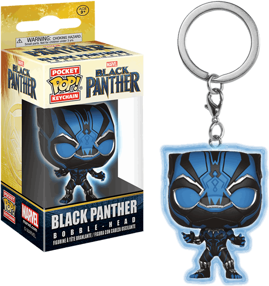 Black Panther Glow In The Dark Pocket Pop Vinyl Keychain - Pocket Pop Keychain Black Panther Clipart (600x600), Png Download