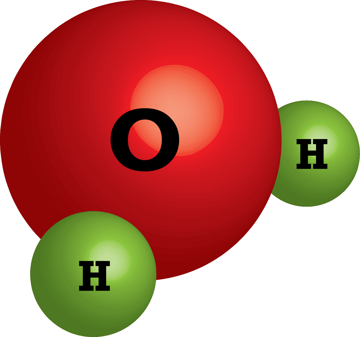 A Model Of A Water Molecule, Showing Two Hydrogen Atoms - Atom Compound Clipart (1232x1156), Png Download