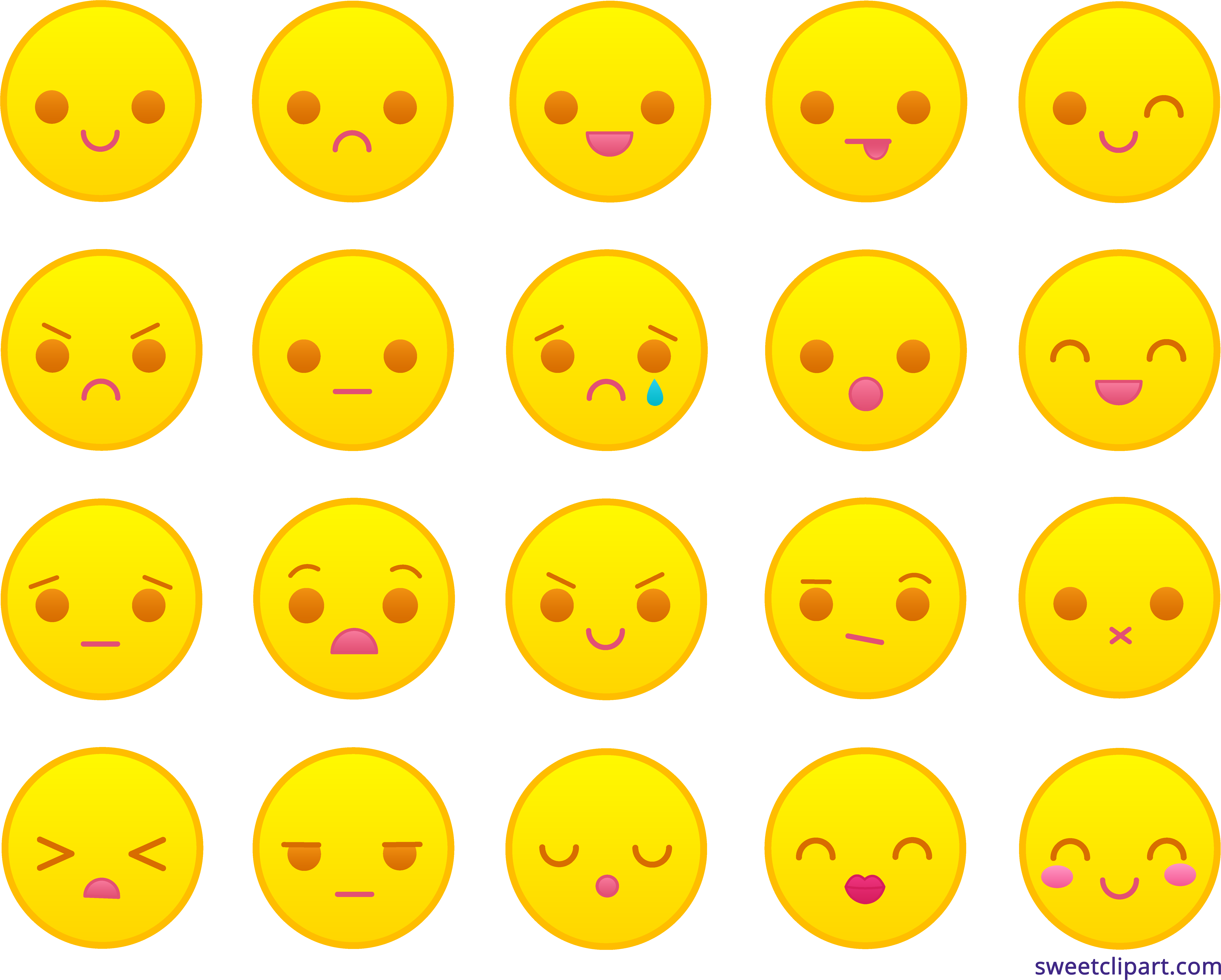 Yellow Emoticons Clipart Sweet Clip Art - Smiley - Png Download (6843x5478), Png Download