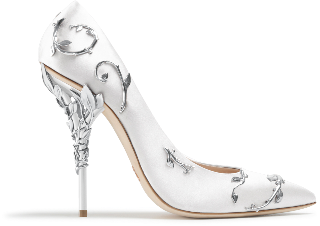 Like Cinderella Shoes White Satin With Silver Leaves - Ralph And Russo Eden Pumps White Clipart (1450x900), Png Download