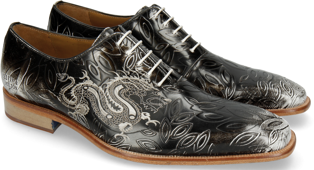 Clark 6 Brush Off Flower Black White Lasercut Oxford - Slip-on Shoe Clipart (1024x1024), Png Download