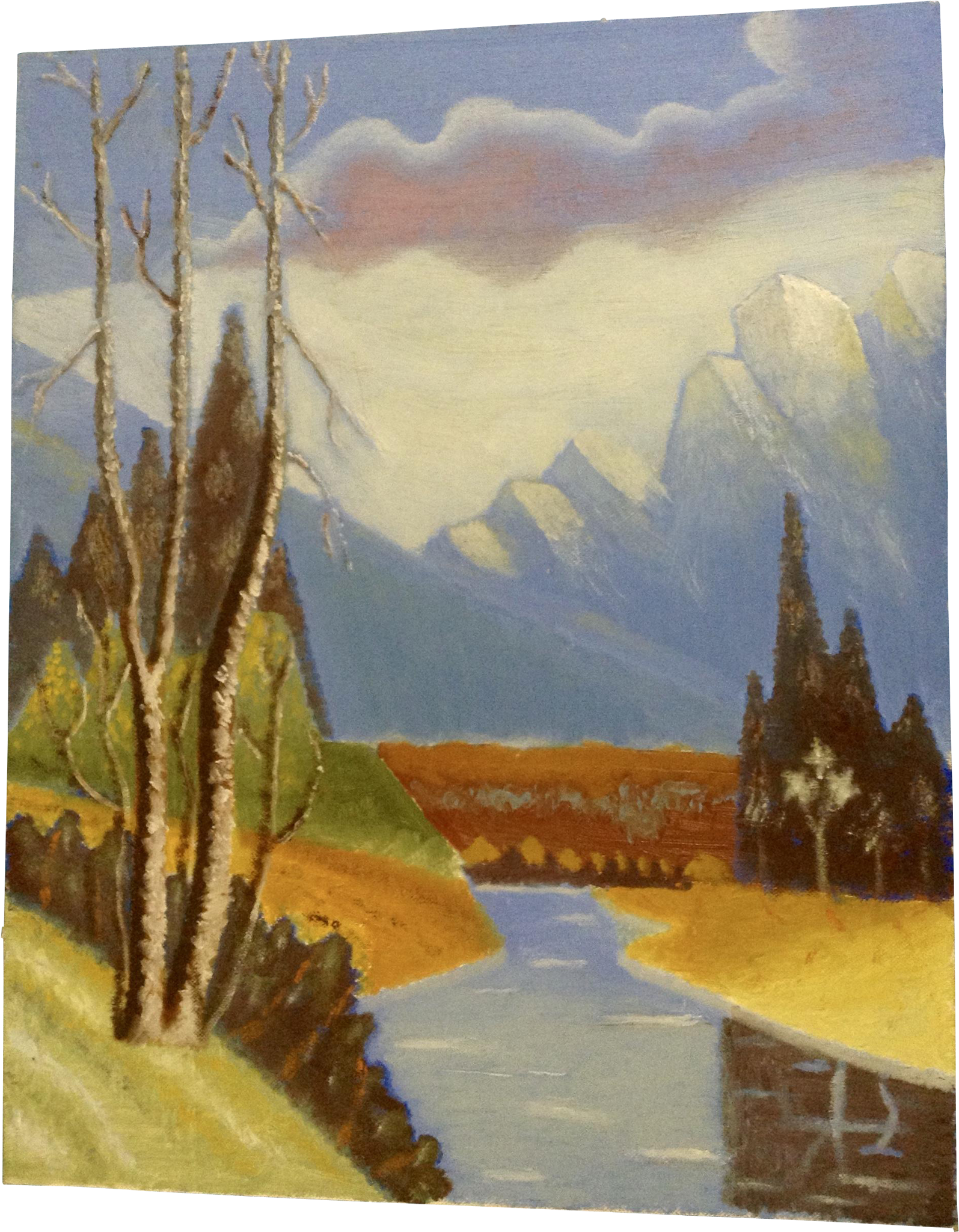 Ernest G Lucas, Oil Painting On Board Mount Rainier - Painting Clipart (2048x2048), Png Download