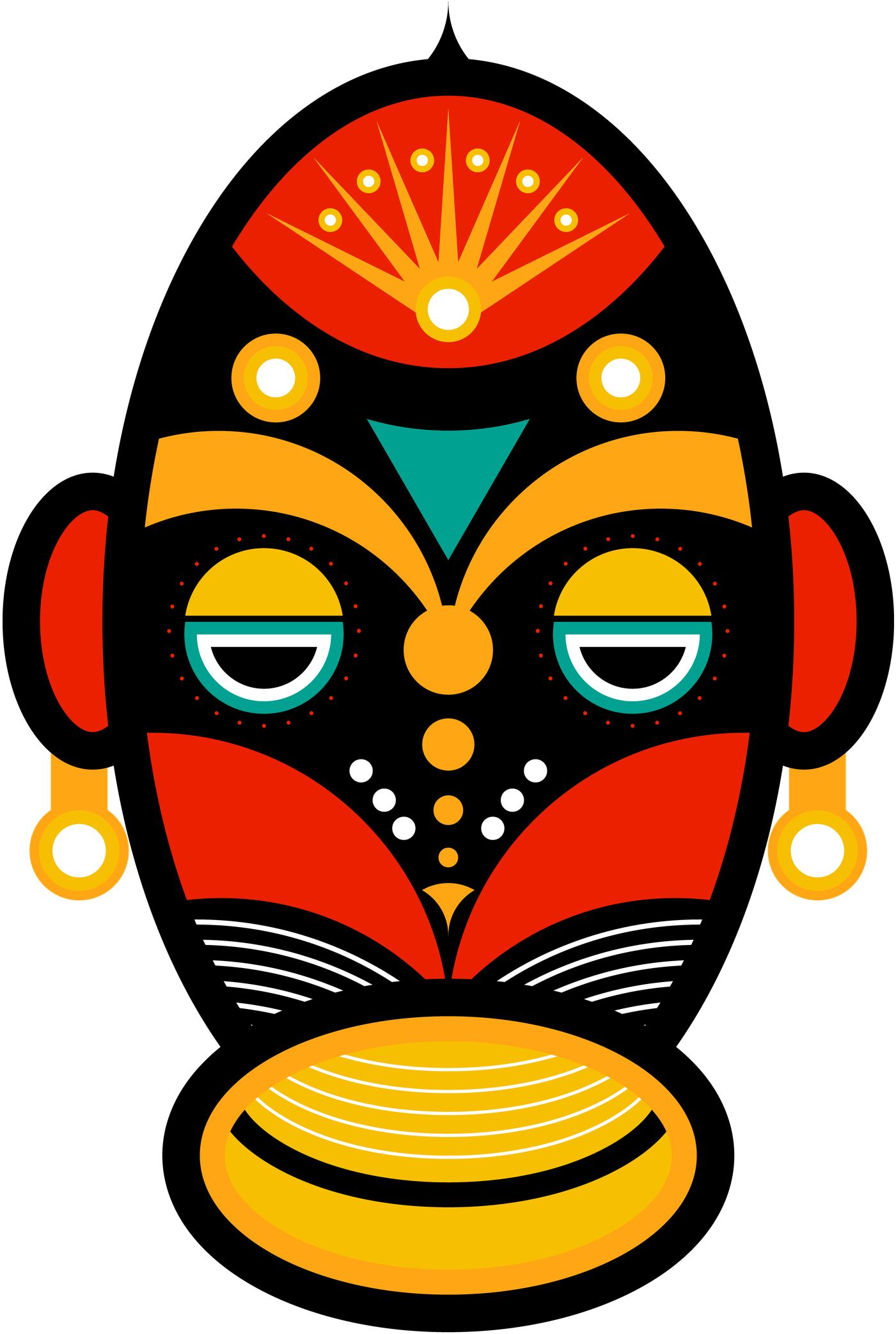 Tribal African Mask Clipart (1600x2240), Png Download