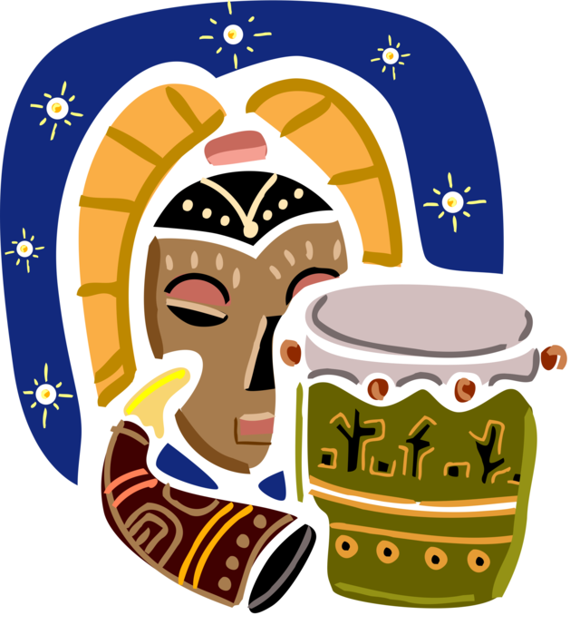 Vector Illustration Of African Djembe Skin-covered Clipart (640x700), Png Download