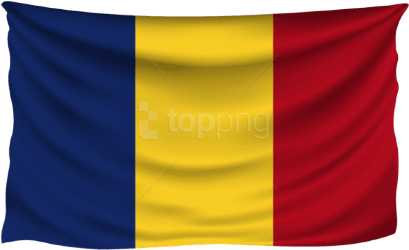 Download Chad Wrinkled Flag Clipart Png Photo - Bandeira Da Romenia Png Transparent Png (850x522), Png Download