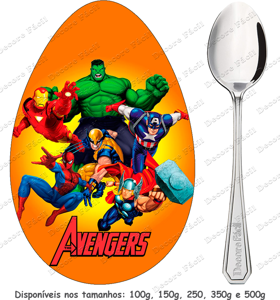 Papel De Arroz Dos Vingadores Para Ovo De Colher Clipart (950x1045), Png Download